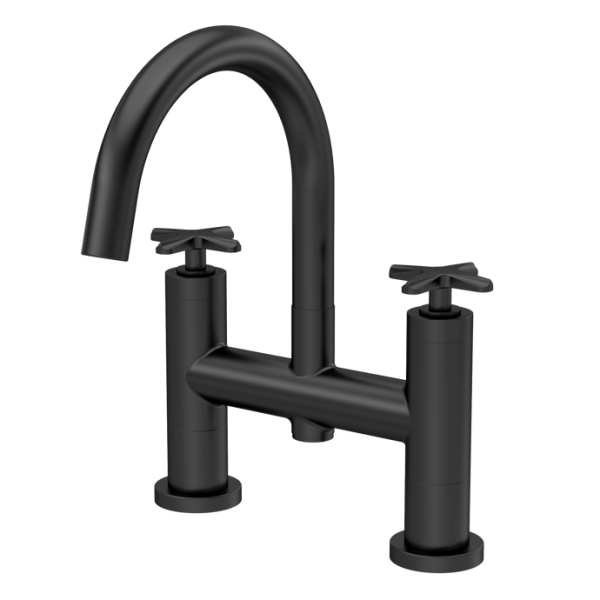 Aztec Matt Black  Bath Filler With Swivel Spout