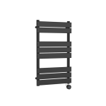 Electric Heated Anthracite Towel Rail With Flat Panels, 8 Panels,