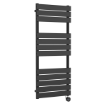 Electric Heated Anthracite Towel Rail With Flat Panels, 12 Panels,