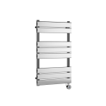 Electric Heated Chrome Towel Rail With Flat Panels, 8 Panels,