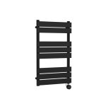 Electric Heated Black Towel Rail With Flat Panels, 8 Panels,
