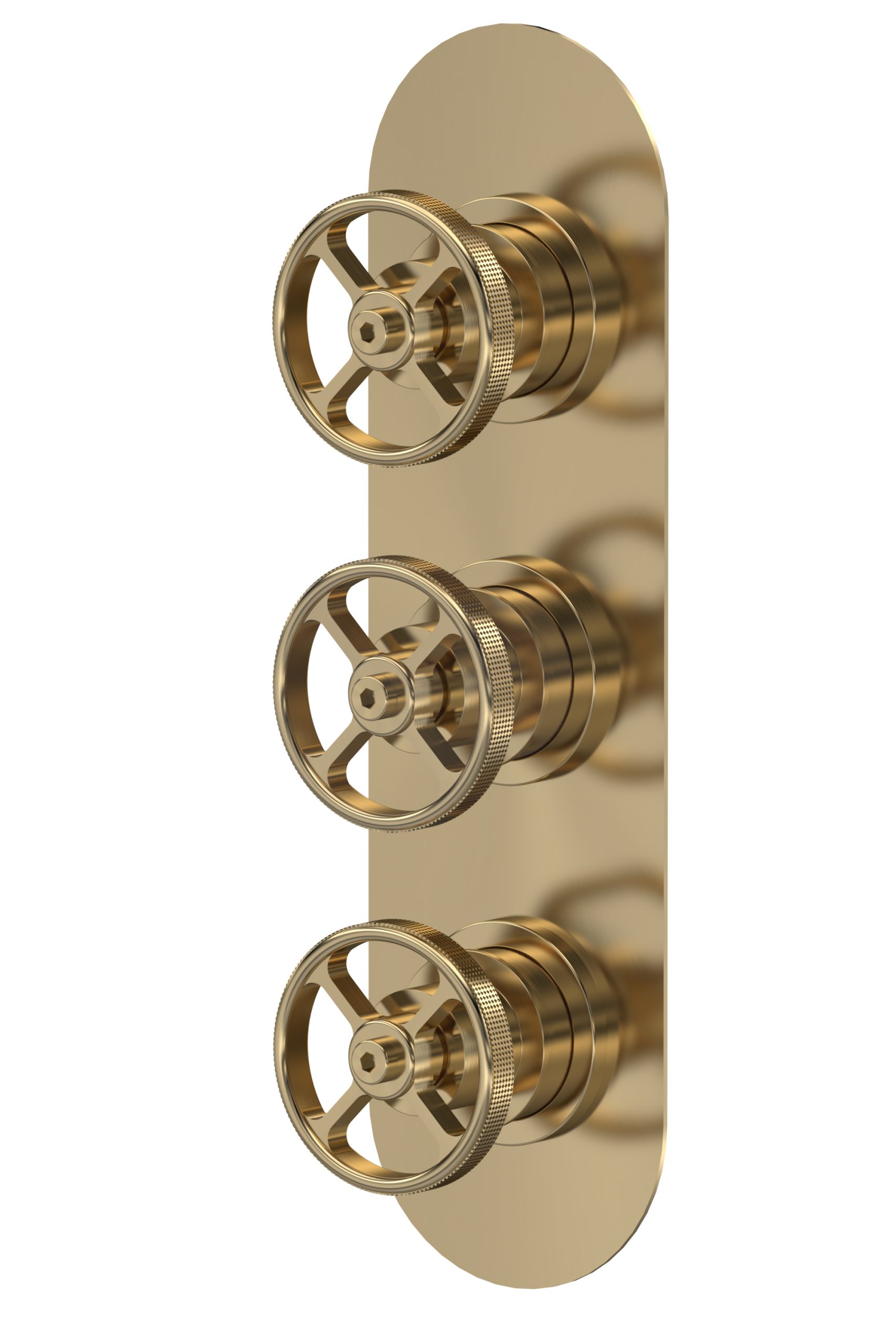 siwtr802_showers_v1_co.jpg Revolution Brushed Brass Triple Thermostatic Shower Valve-2 Outlet - Image 1