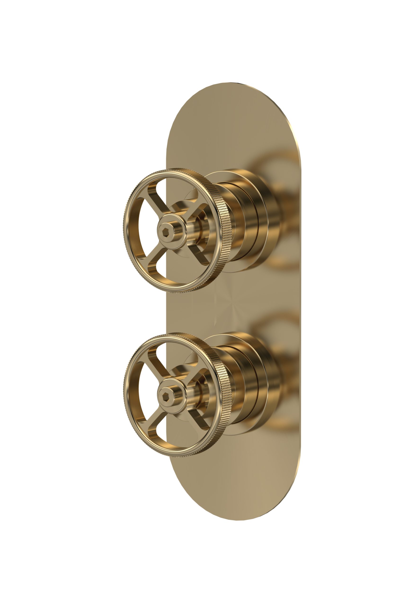 siwtw801_showers_v1_co.jpg Revolution Brushed Brass Twin Thermostatic Shower Valve-1 Outlet - Image 1