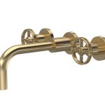 Revolution Brushed Brass-3Th Basin Mixer Wall Mounted