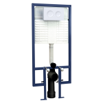 Dual Flush Concealed WC Cistern with Wall Hung Frame, Flush Plate with Round Buttons-white