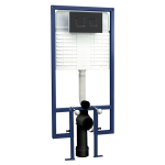 Dual Flush Concealed WC Cistern with Wall Hung Frame, Flush Plate with Square Buttons-black