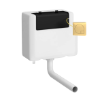 Dual Flush Concealed WC Cistern, Bottom Inlet, With Modern Brushed Brass Button