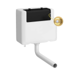 Dual Flush Concealed WC Cistern, Bottom Inlet, With Traditional Brushed Brass Button