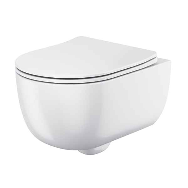 RIVIERA RIMLESS ROUND WALL HUNG PAN GLOSS WHITE INCLUDING SOFT CLOSE SEAT