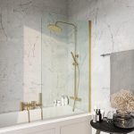 Brushed Brass Radius edge Bathscreen 1400x800mm